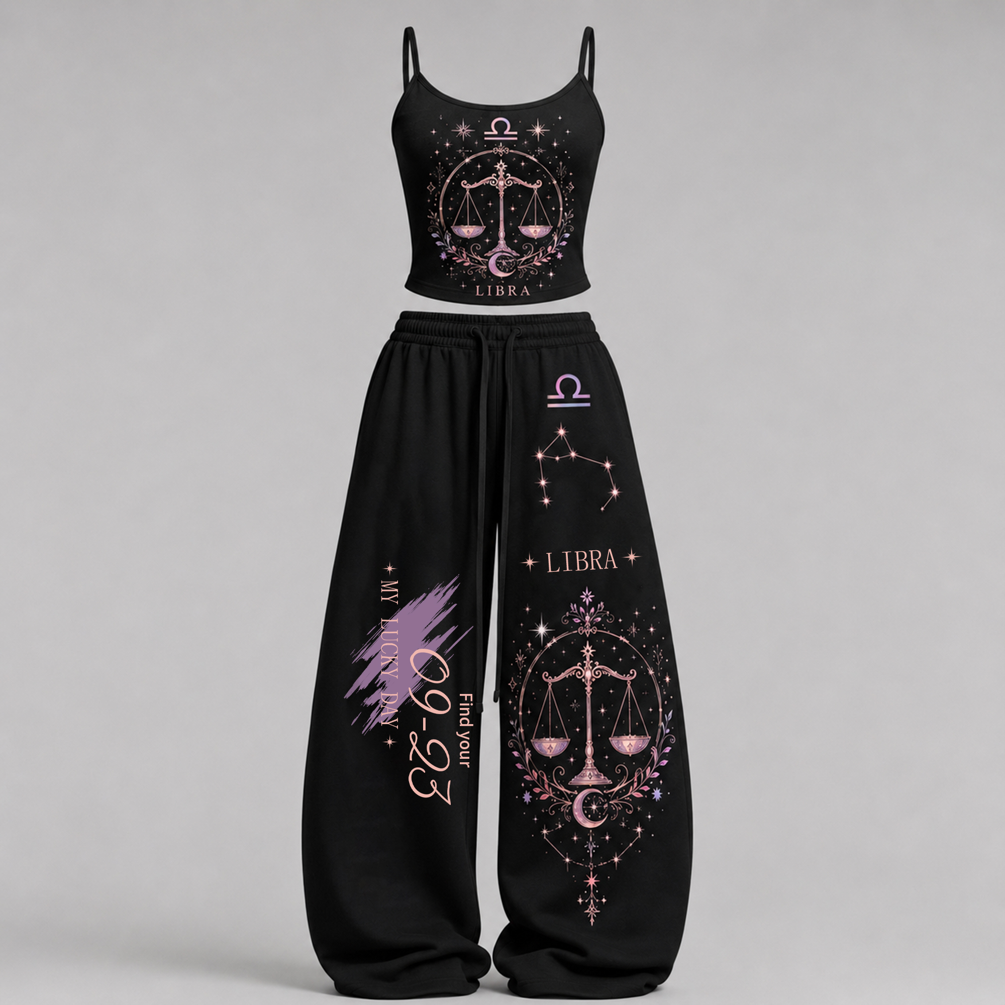 Libra Cosmic Series Women's T-Shirt & Elasticated Trousers Two-Piece Set