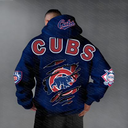 Unisex "Chicago Cubs" Graphic Streetwear Vintage Plush Hoodie