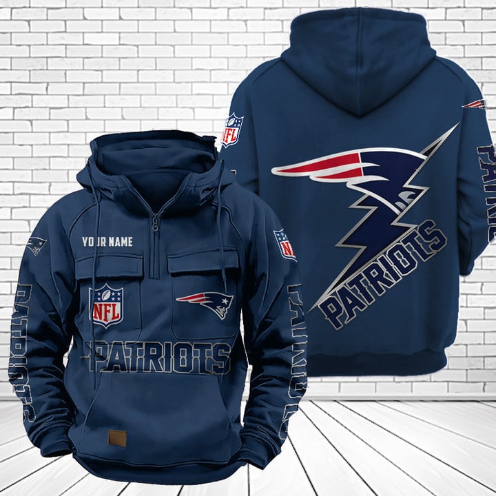 New England Patriots Unisex Rugby Team Graphic Streetwear Vintage Plush Hoodie