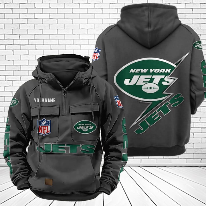 New York Jets Unisex Rugby Team Graphic Streetwear Vintage Plush Hoodie