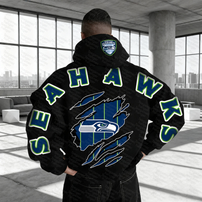 Unisex "Seattle Seahawks" Graphic Streetwear Vintage Plush Hoodie