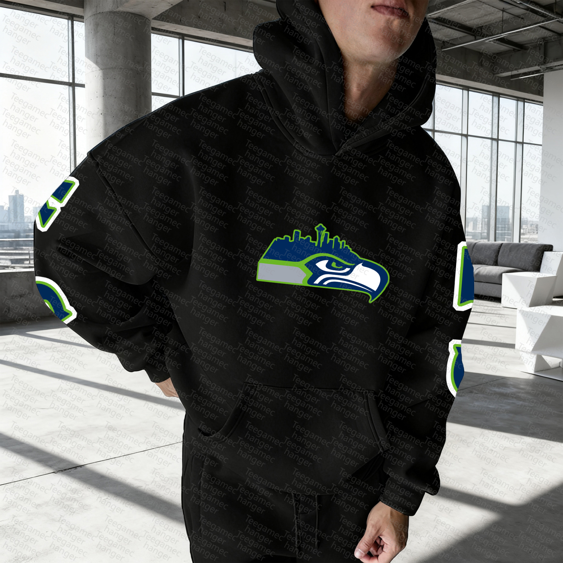 Unisex "Seattle Seahawks" Graphic Streetwear Vintage Plush Hoodie