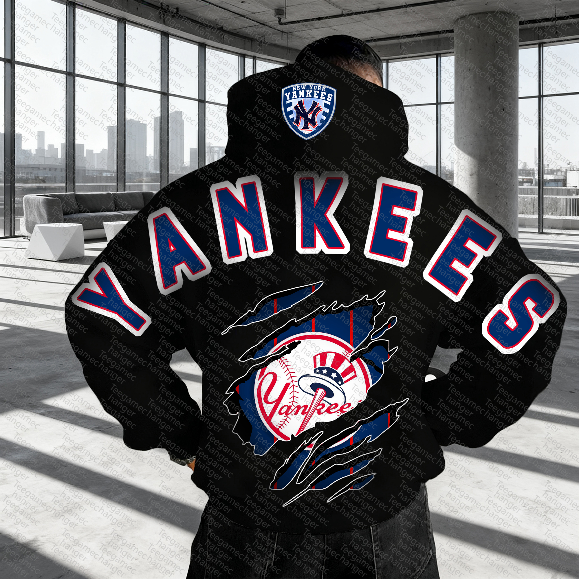 Unisex "New York Yankees" Graphic Streetwear Vintage Plush Hoodie