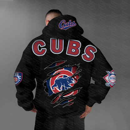 Unisex "Chicago Cubs" Graphic Streetwear Vintage Plush Hoodie
