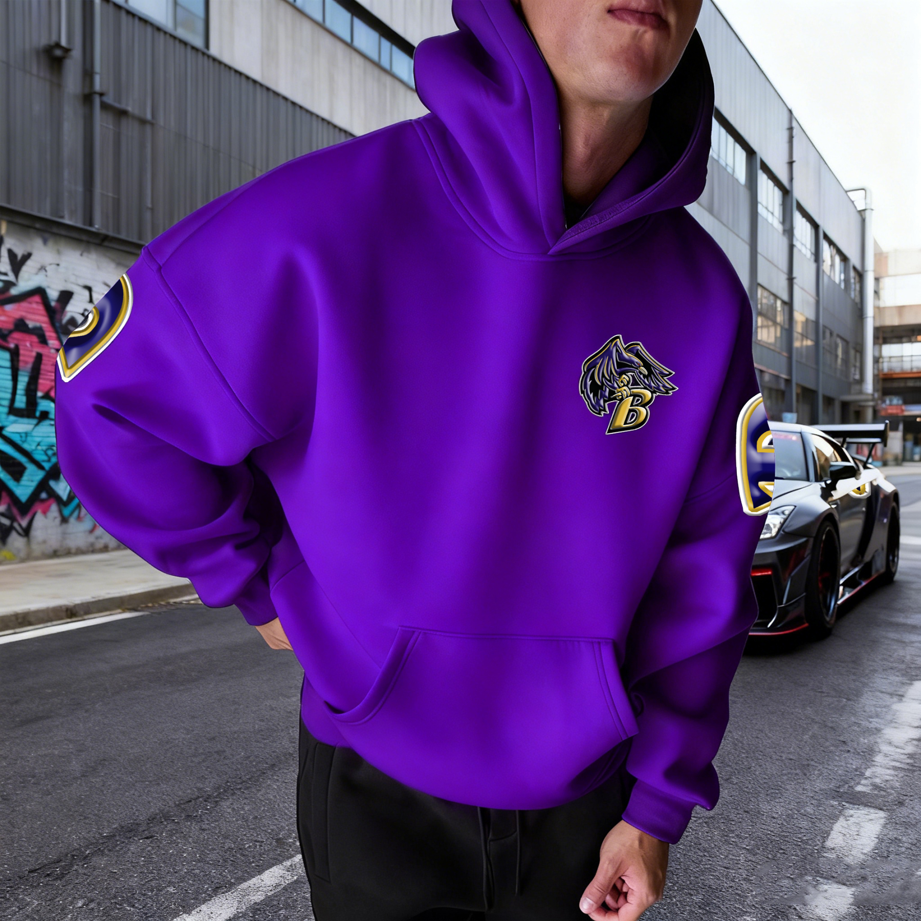 Unisex "Baltimore Ravens" Graphic Streetwear Vintage Plush Hoodie