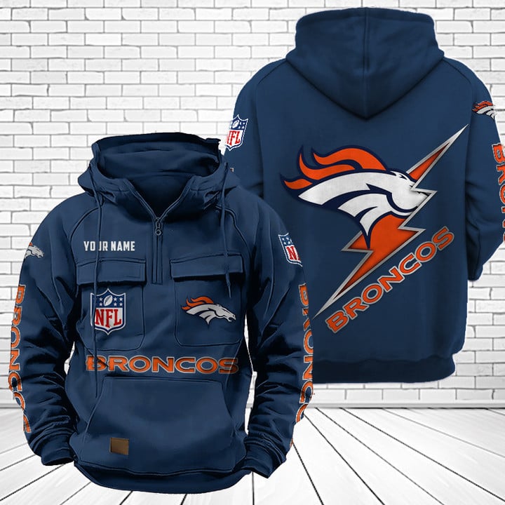 Denver Broncos Unisex Rugby Team Graphic Streetwear Vintage Plush Hoodie