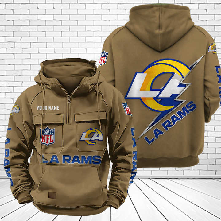 Los Angeles Rams Unisex Rugby Team Graphic Streetwear Vintage Plush Hoodie