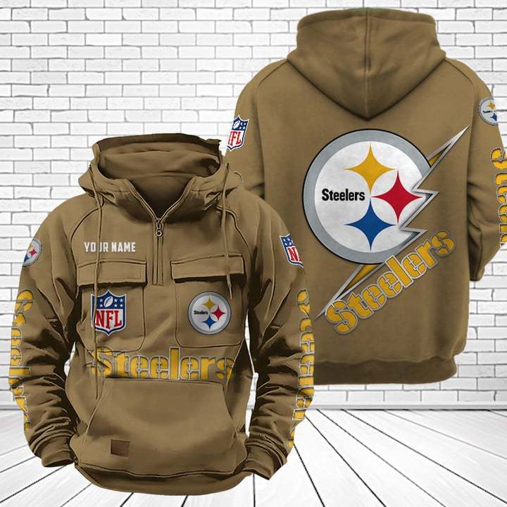 Pittsburgh Steelers Unisex Rugby Team Graphic Streetwear Vintage Plush Hoodie