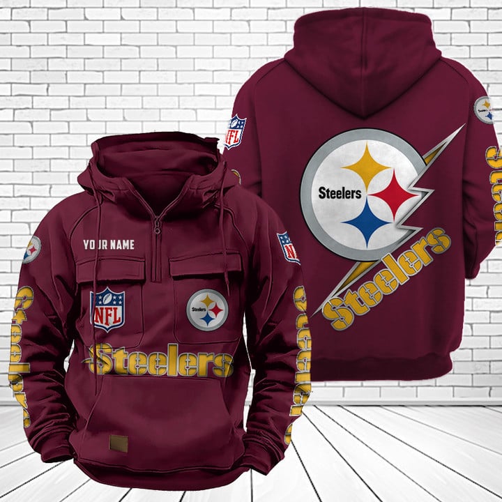 Pittsburgh Steelers Unisex Rugby Team Graphic Streetwear Vintage Plush Hoodie