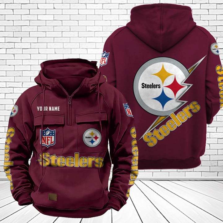 Pittsburgh Steelers Unisex Rugby Team Graphic Streetwear Vintage Plush Hoodie