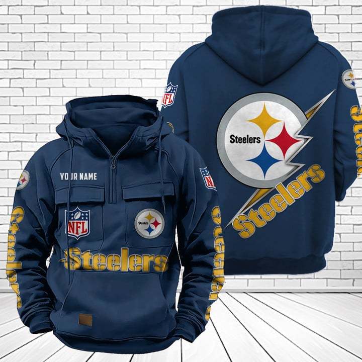 Pittsburgh Steelers Unisex Rugby Team Graphic Streetwear Vintage Plush Hoodie