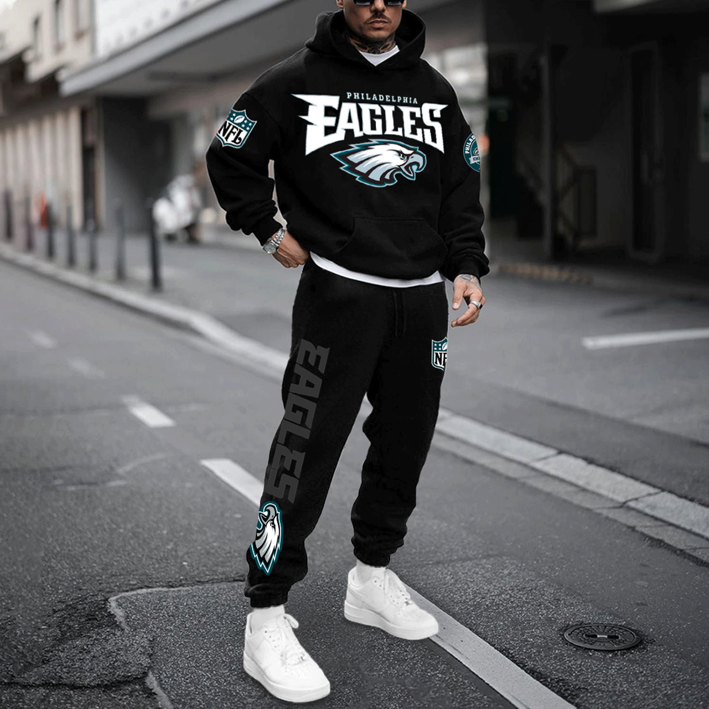 Unnisex American Football Team Print Casual Hoodie Set
