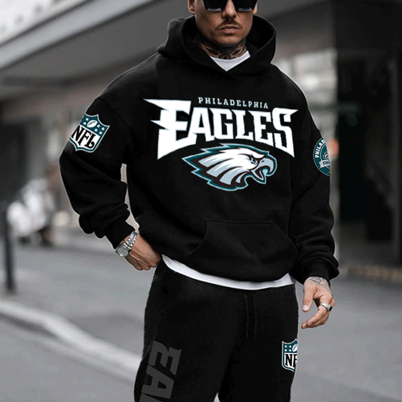 Unnisex American Football Team Print Casual Hoodie Set