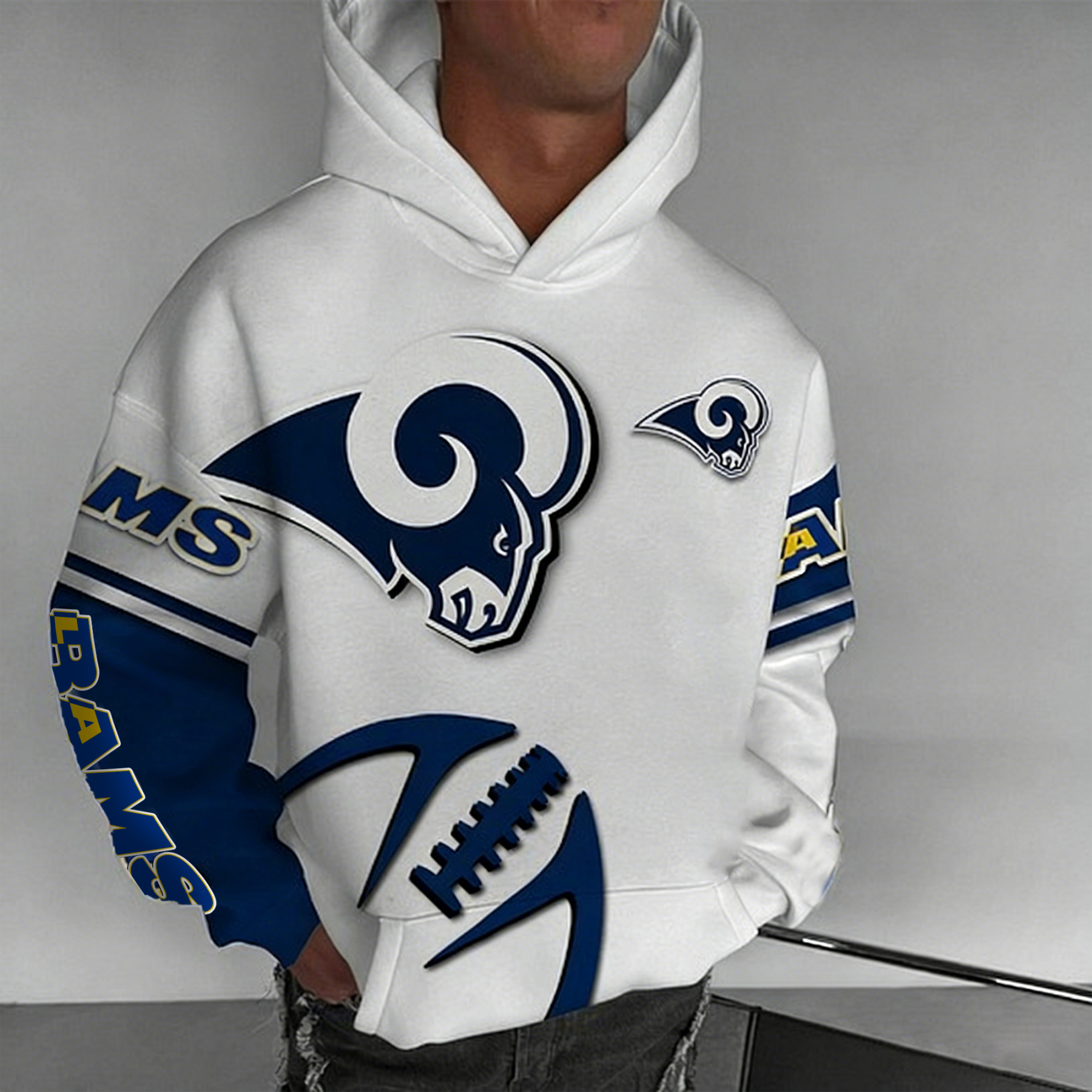 Unisex "los angeles rams" Graphic Streetwear Vintage Plush Hoodie