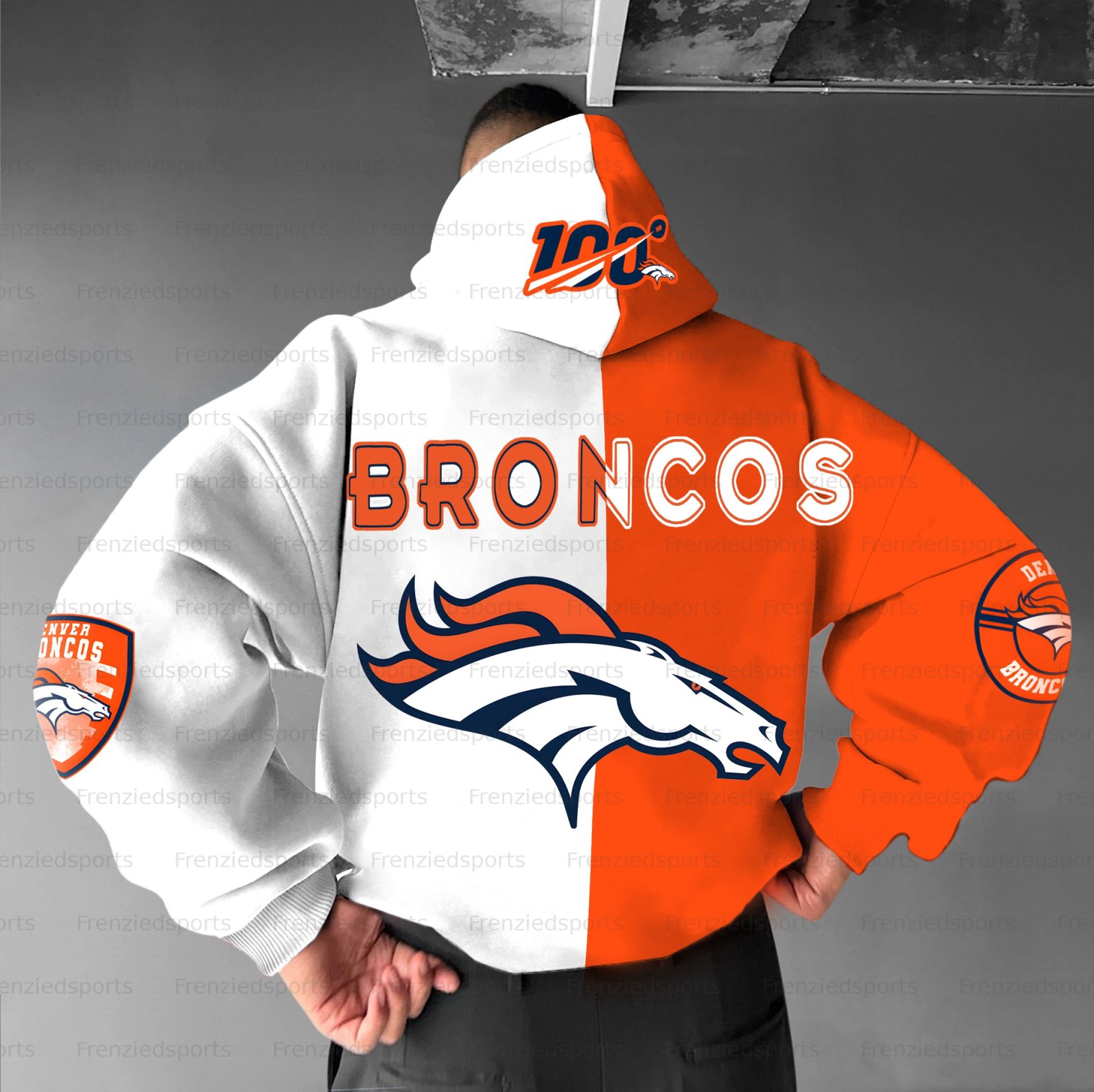 Unisex "Denver Broncos" Graphic Streetwear Vintage Plush Hoodie