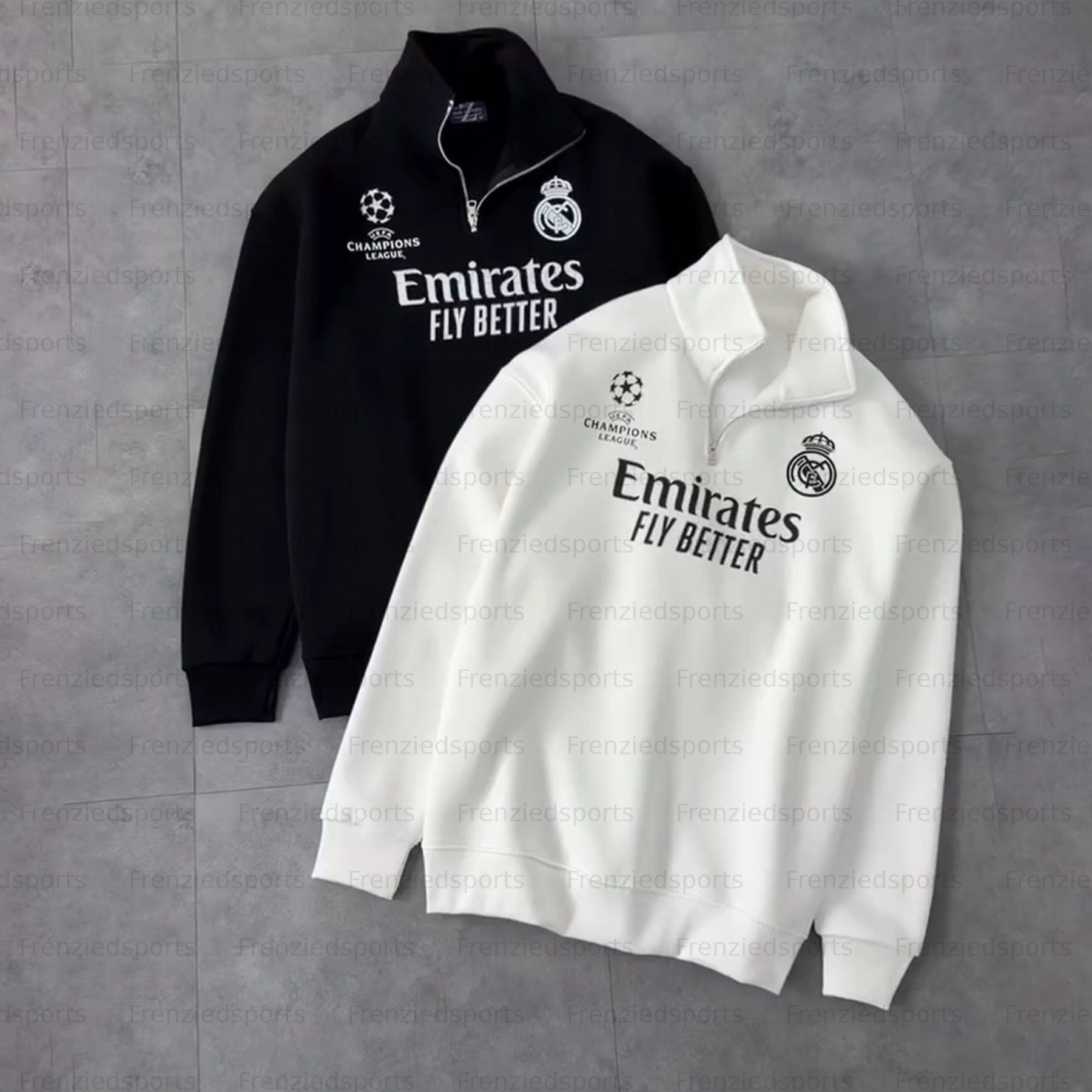 Unisex "UEFA " Graphic Streetwear Vintage Plush Zip- up Sweatshirt