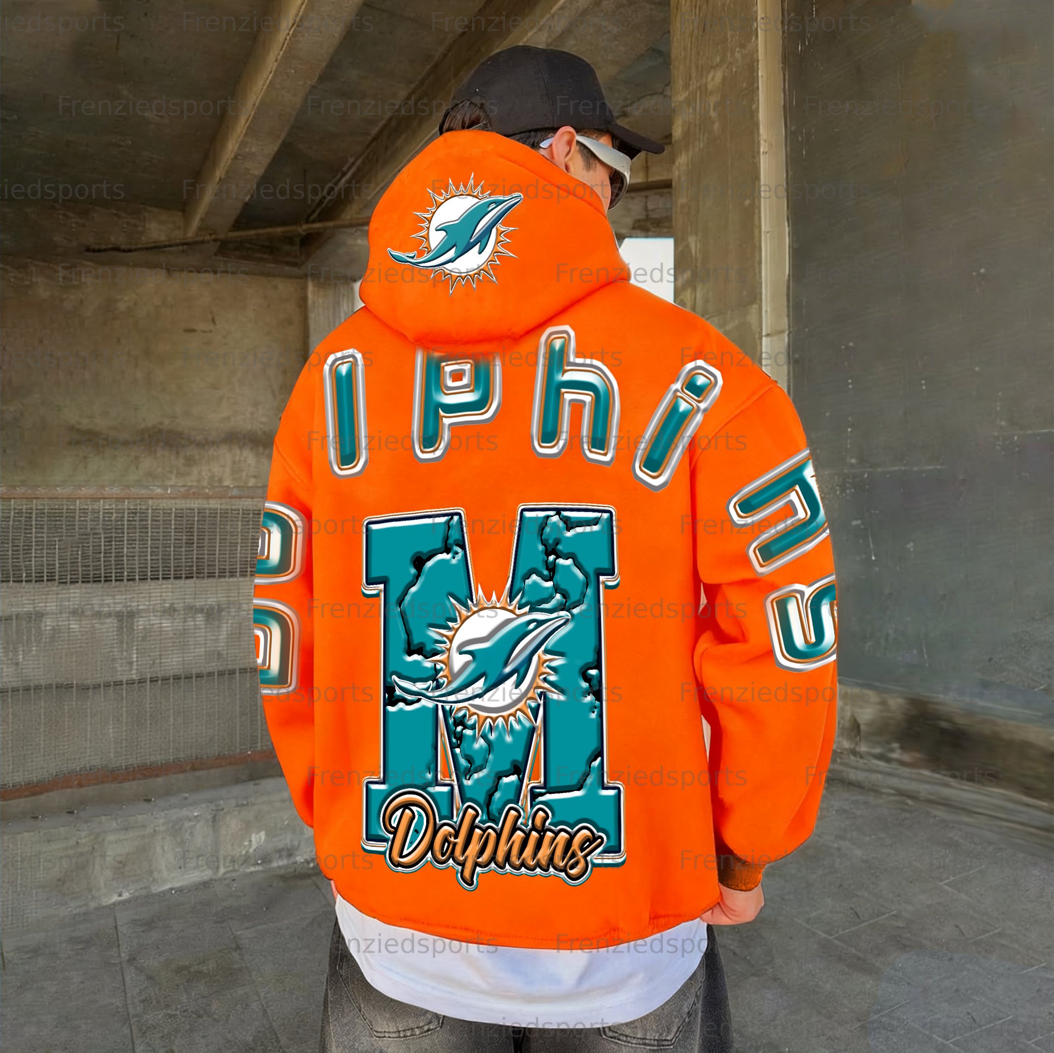 Unisex "Miami Dolphins" Graphic Streetwear Vintage Plush Hoodie