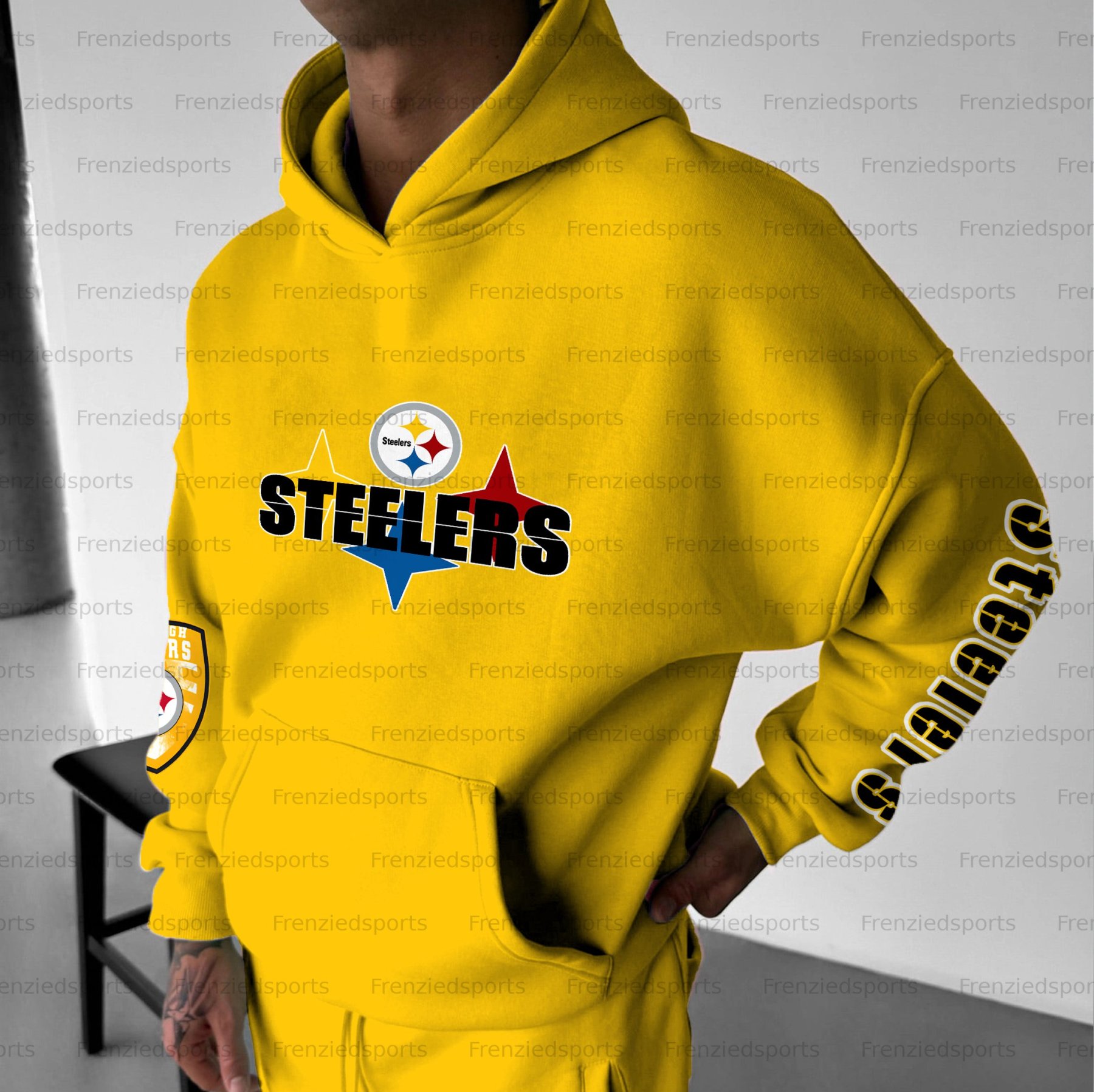 Unisex "Pittsburgh Steelers" Graphic Streetwear Vintage Plush Hoodie