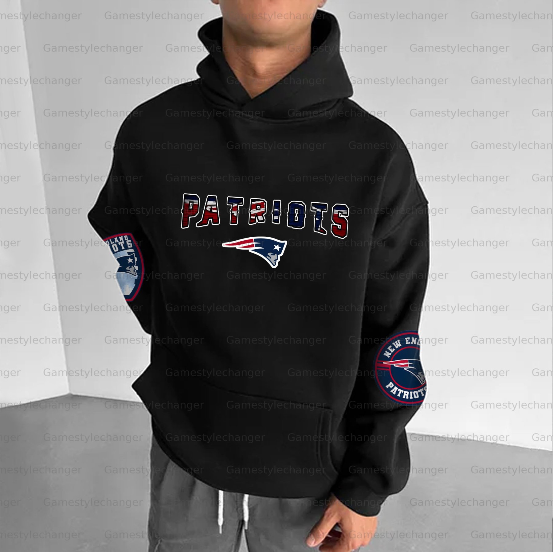 Unisex "New England Patriots" Graphic Streetwear Vintage Plush Hoodie