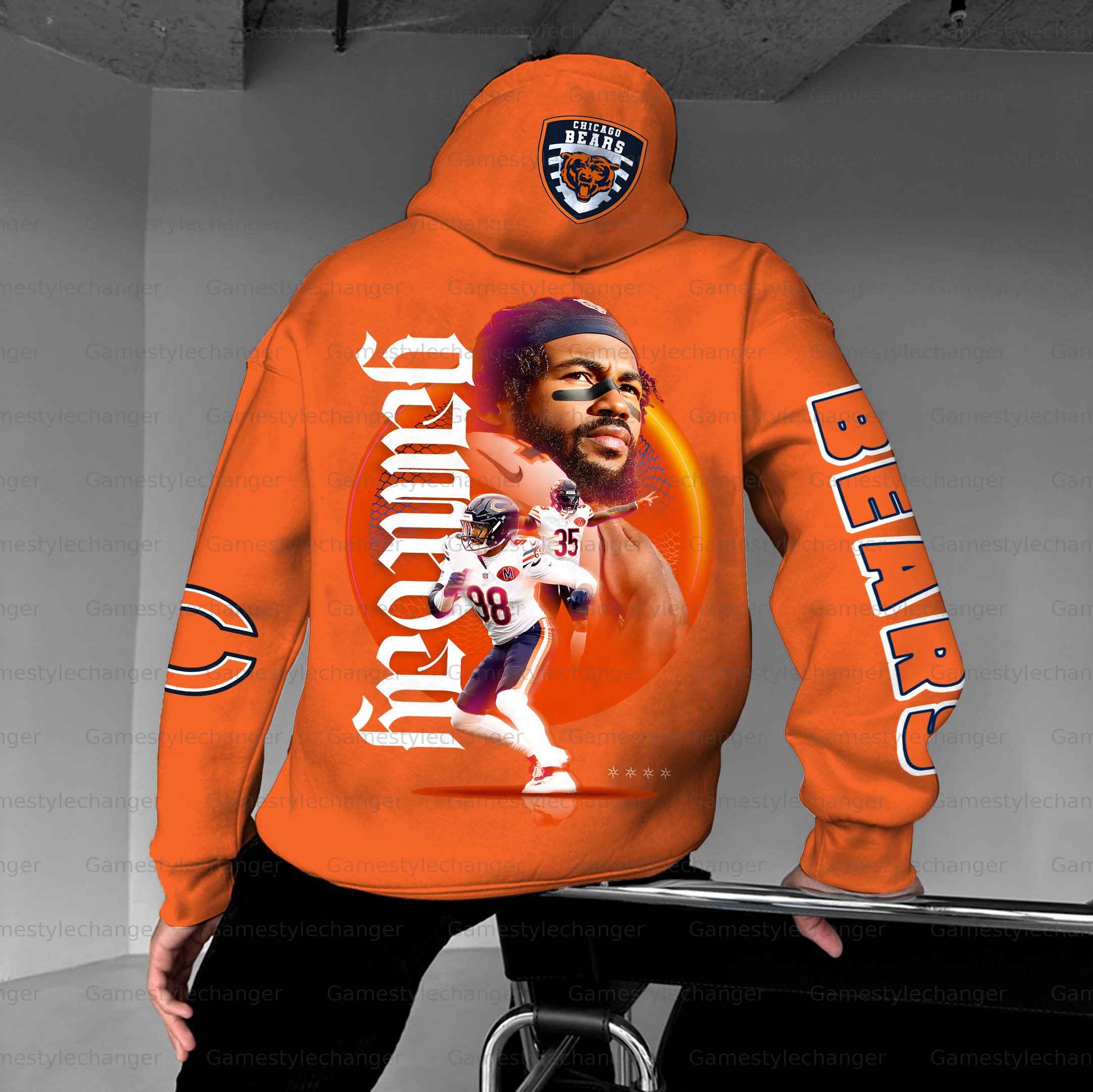 Unisex "Chicago Bears" Graphic Streetwear Vintage Plush Hoodie