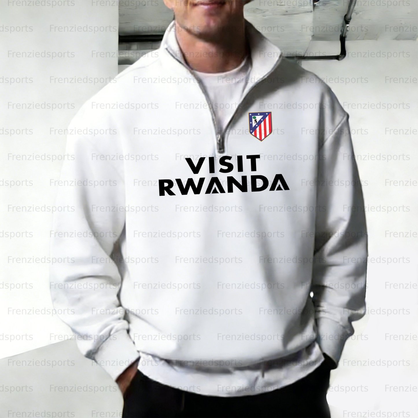 Unisex "UEFA " Graphic Streetwear Vintage Plush Zip-up Sweatshirt