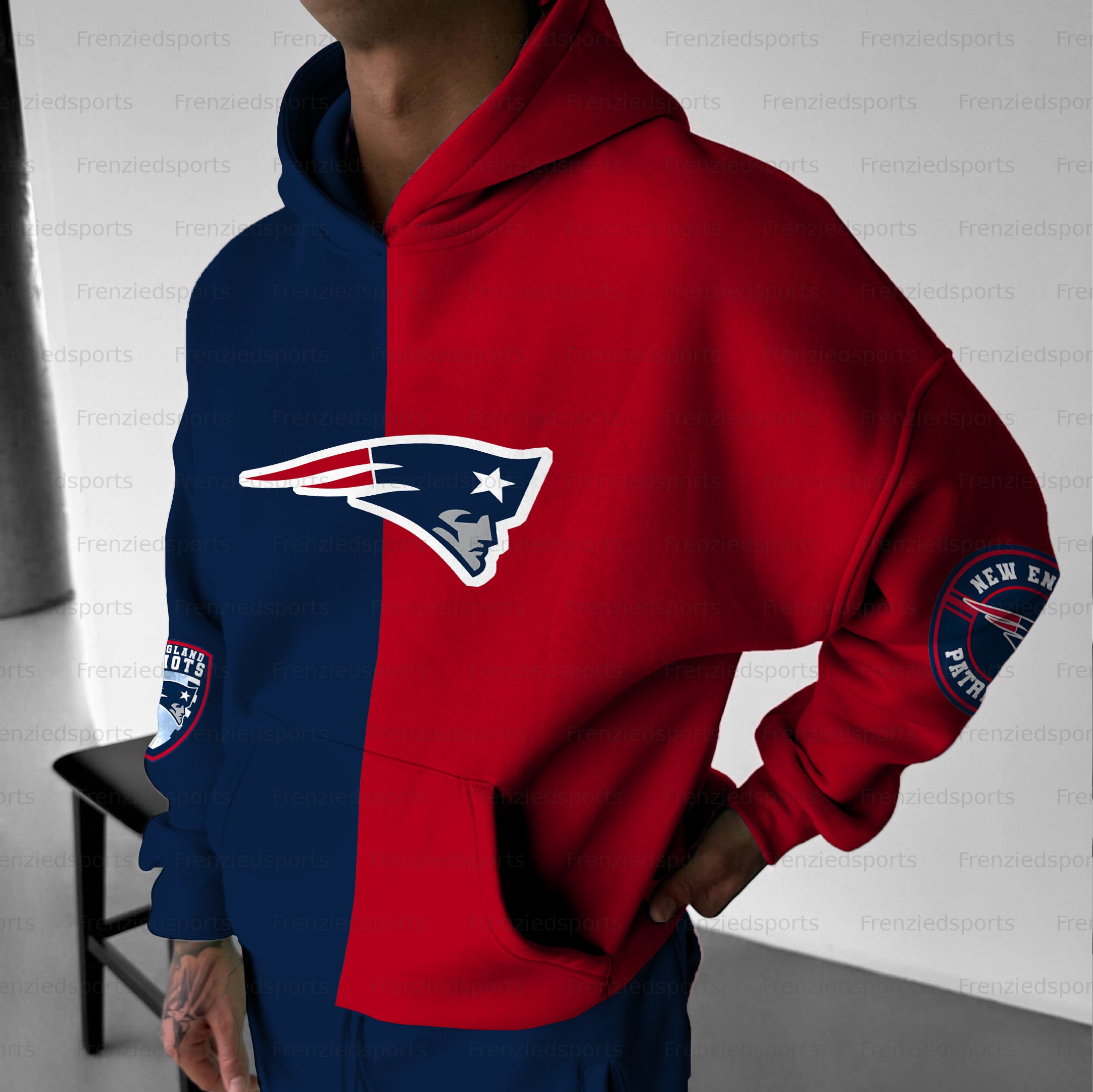 Unisex "New England Patriots" Graphic Streetwear Vintage Plush Hoodie