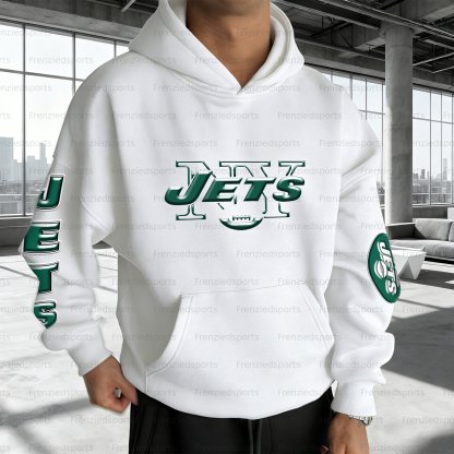 Unisex "New York Jets" Graphic Streetwear Vintage Plush Hoodie