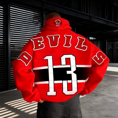 Unisex "New Jersey Devils" Graphic Streetwear Vintage Plush Hoodie