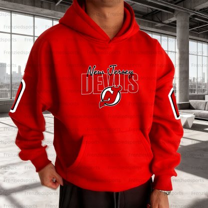 Unisex "New Jersey Devils" Graphic Streetwear Vintage Plush Hoodie