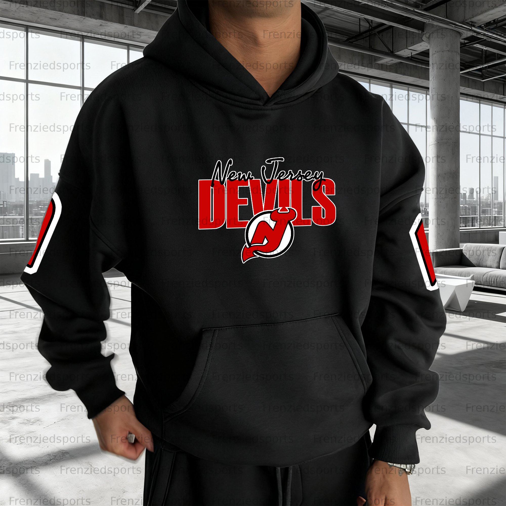Unisex "New Jersey Devils" Graphic Streetwear Vintage Plush Hoodie