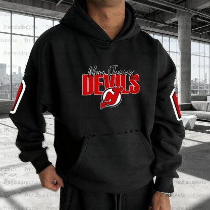 Unisex "New Jersey Devils" Graphic Streetwear Vintage Plush Hoodie