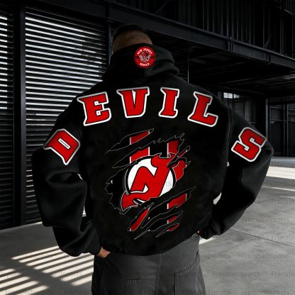 Unisex "New Jersey Devils" Graphic Streetwear Vintage Plush Hoodie