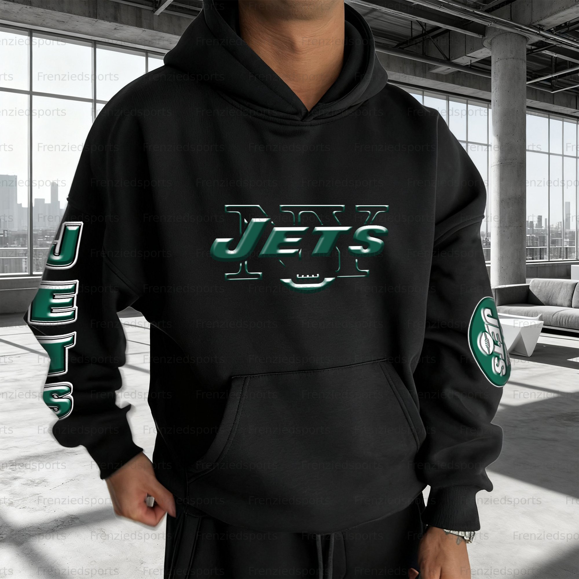 Unisex "New York Jets" Graphic Streetwear Vintage Plush Hoodie