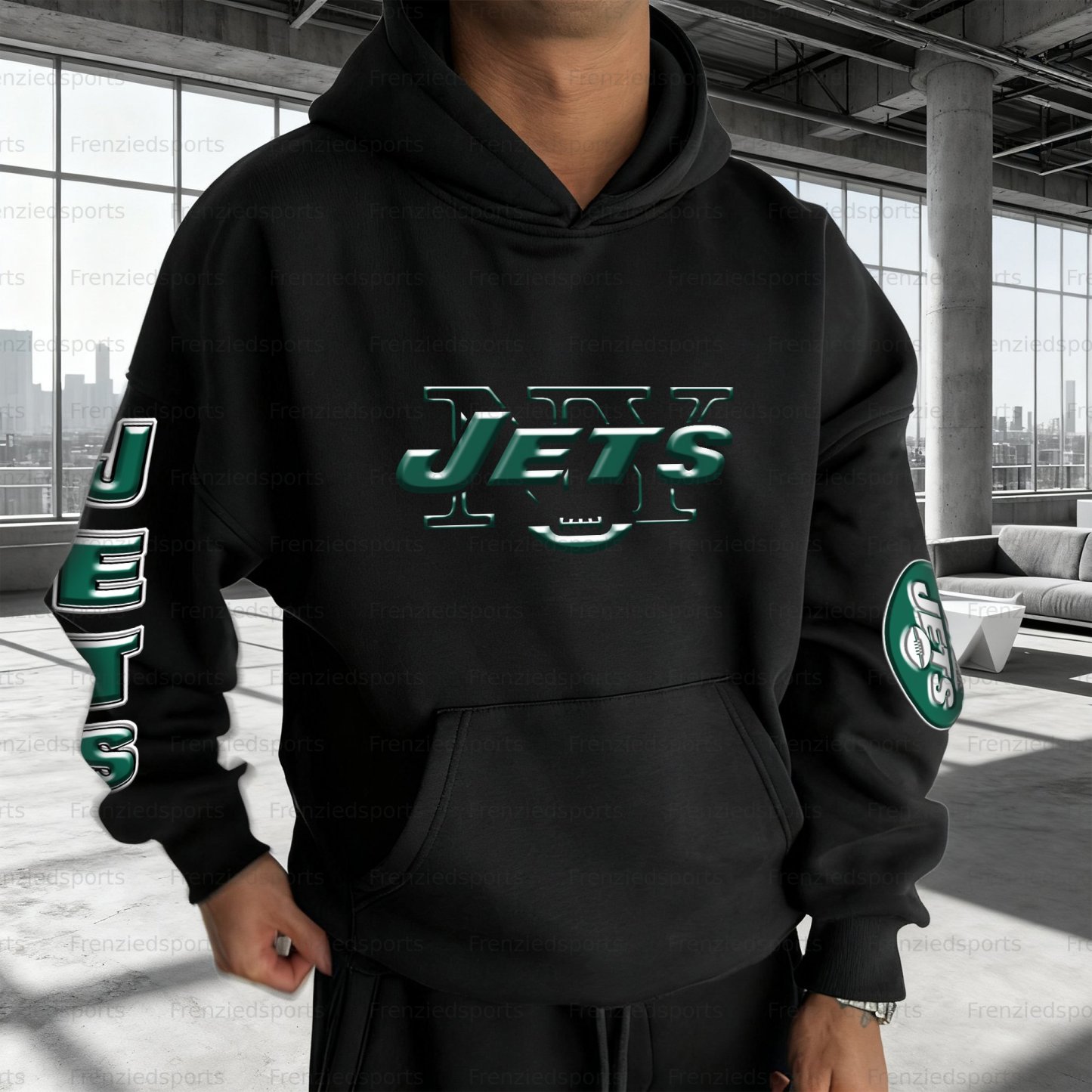 Unisex "New York Jets" Graphic Streetwear Vintage Plush Hoodie