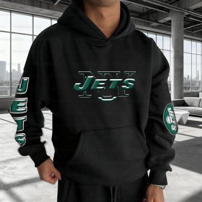 Unisex "New York Jets" Graphic Streetwear Vintage Plush Hoodie