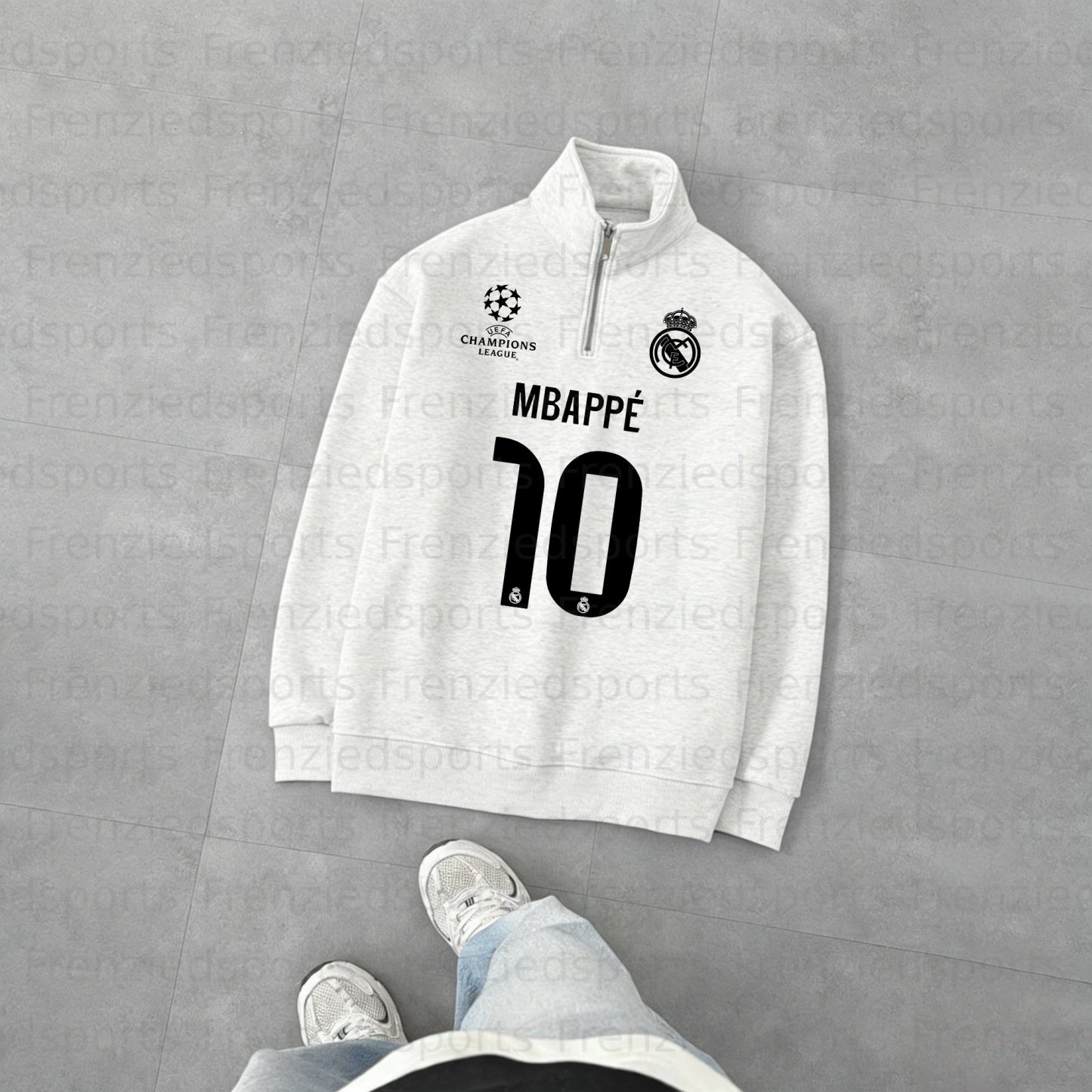 Unisex "UEFA " Graphic Streetwear Vintage Plush Zip-up Sweatshirt