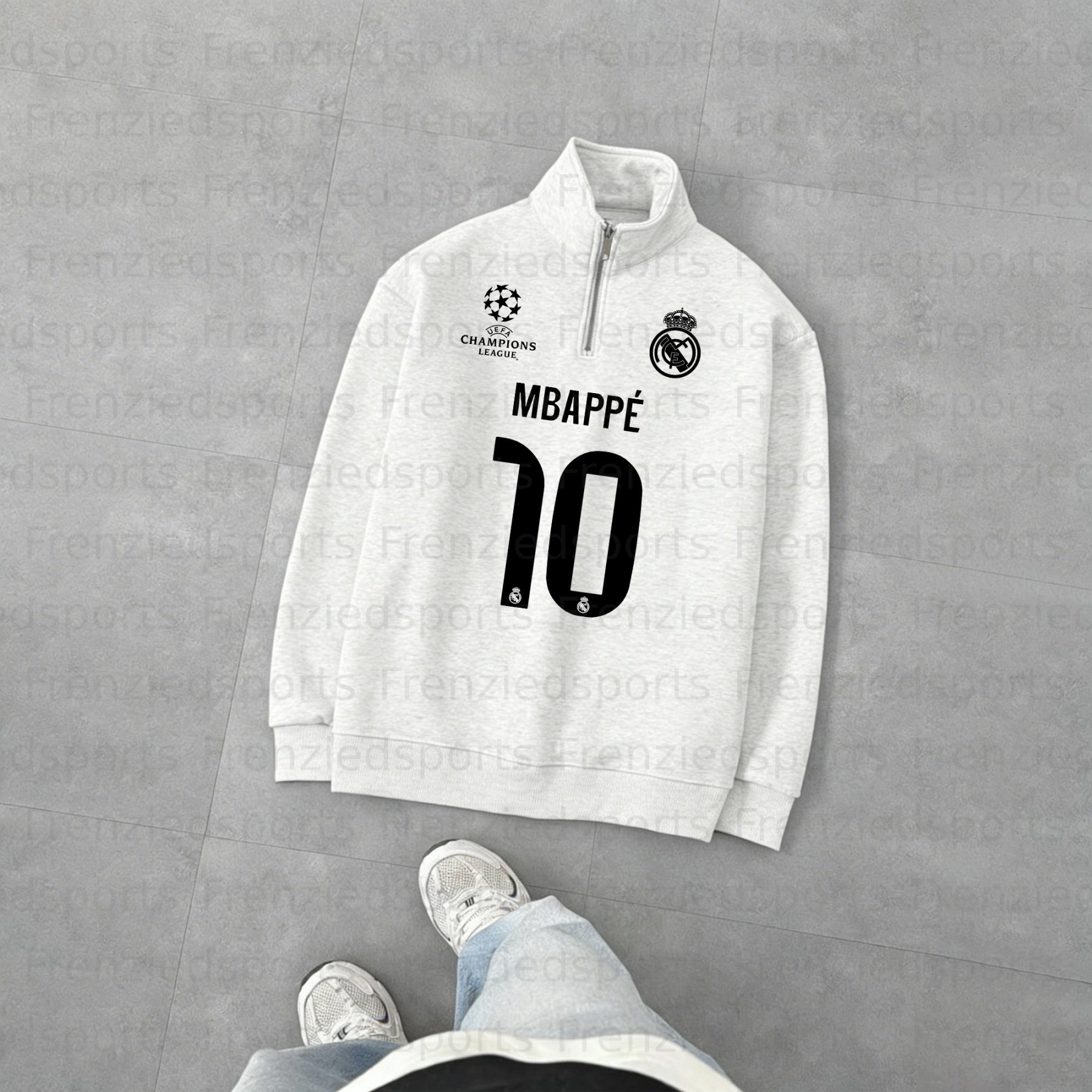 Unisex "UEFA " Graphic Streetwear Vintage Plush Zip-up Sweatshirt