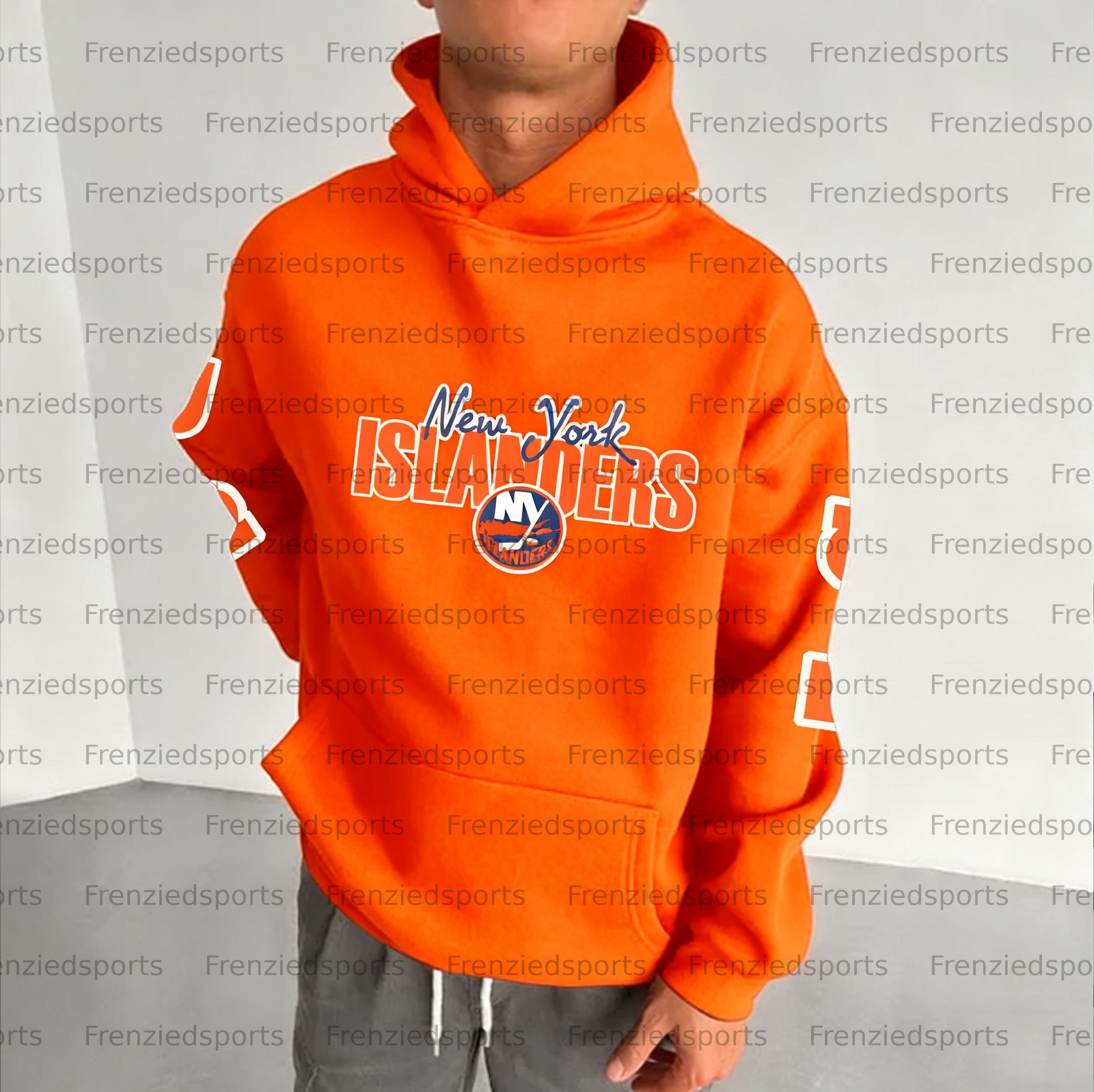 Unisex "New York Islanders" Graphic Streetwear Vintage Plush Hoodie