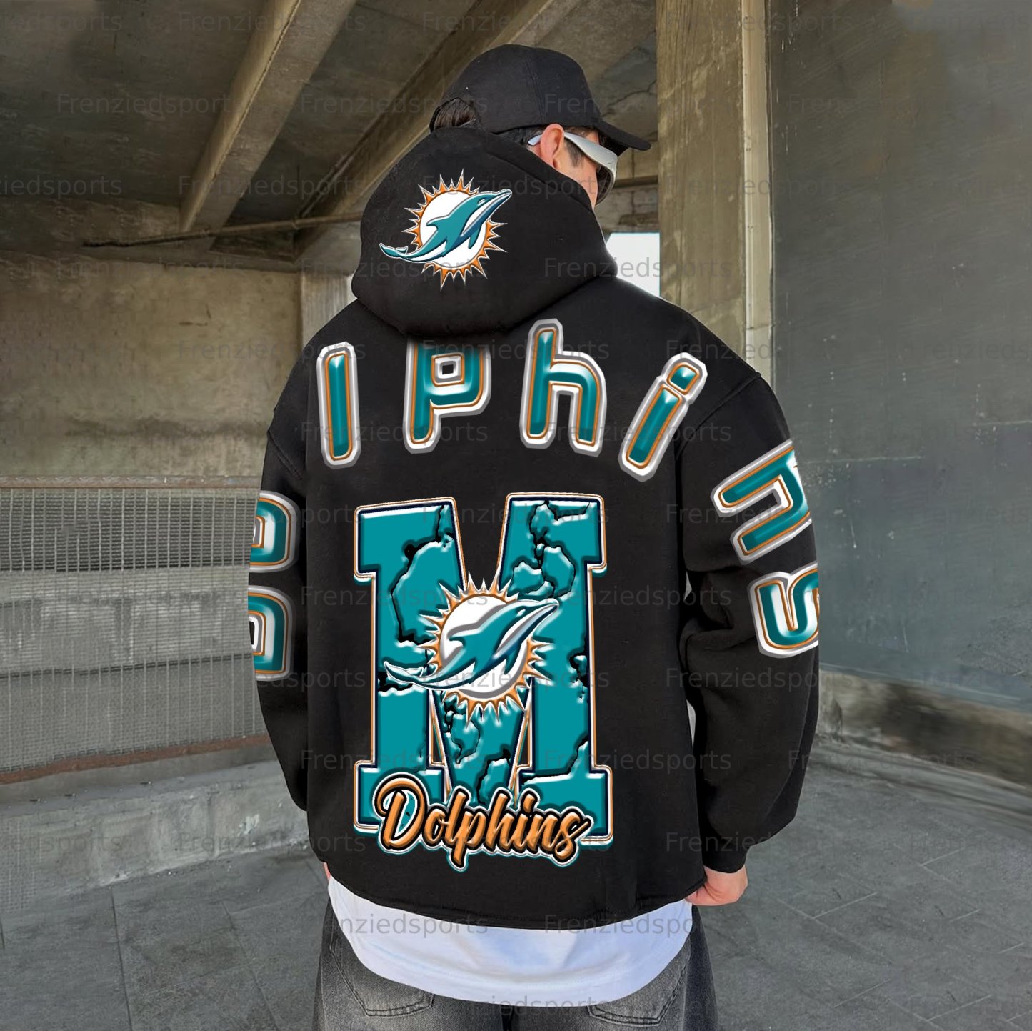 Unisex "Miami Dolphins" Graphic Streetwear Vintage Plush Hoodie