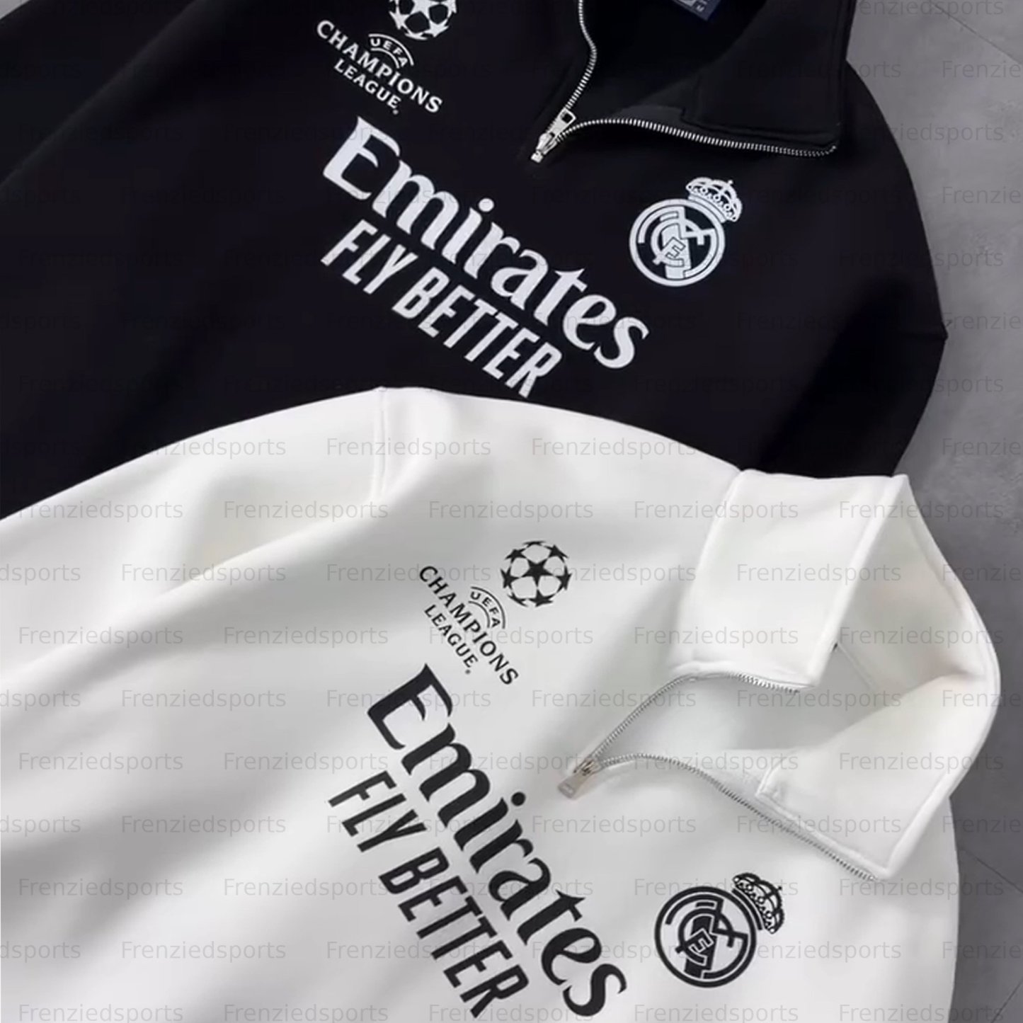 Unisex "UEFA " Graphic Streetwear Vintage Plush Zip- up Sweatshirt