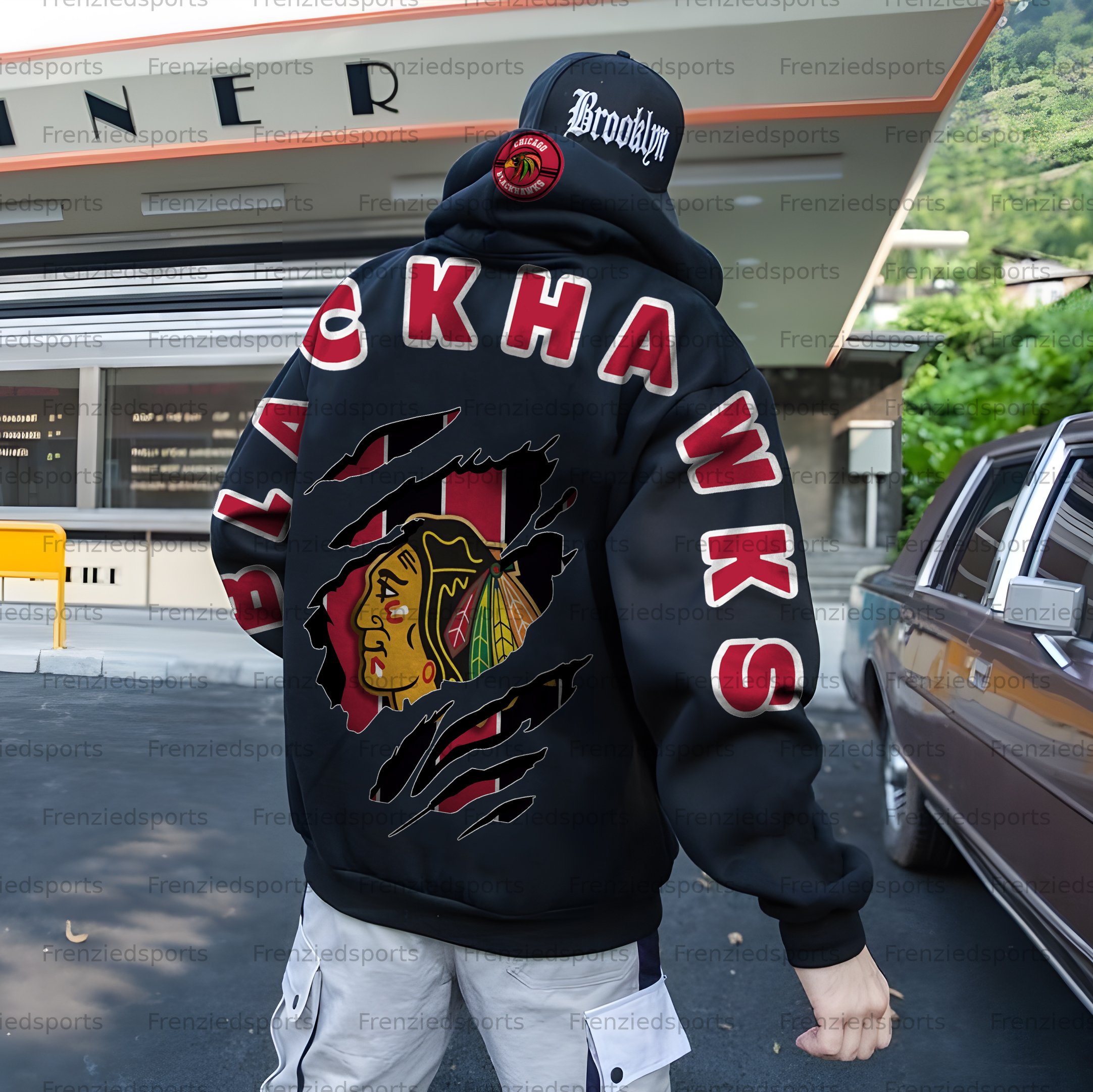 Unisex "Chicago Blackhawks" Graphic Streetwear Vintage Plush Hoodie