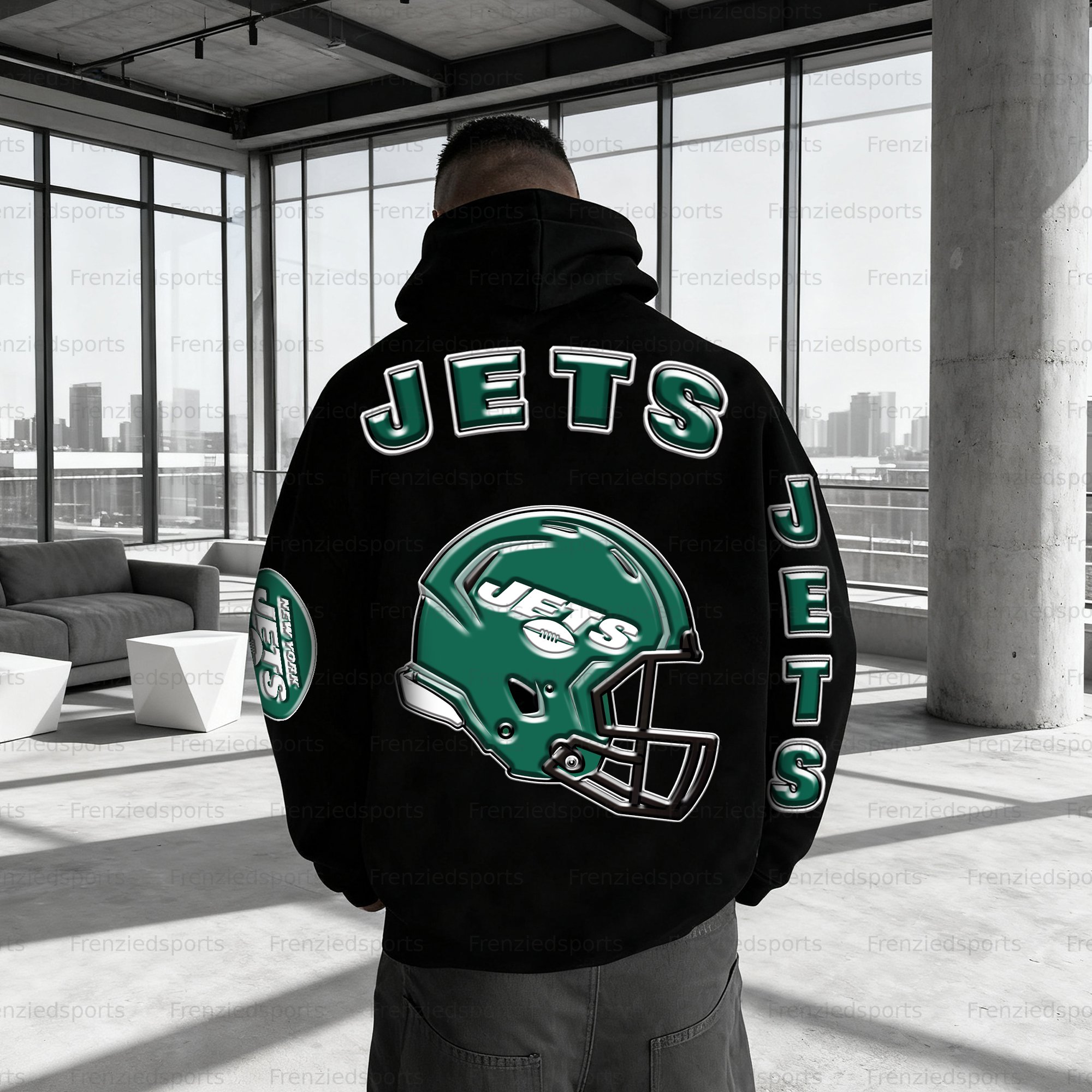 Unisex "New York Jets" Graphic Streetwear Vintage Plush Hoodie