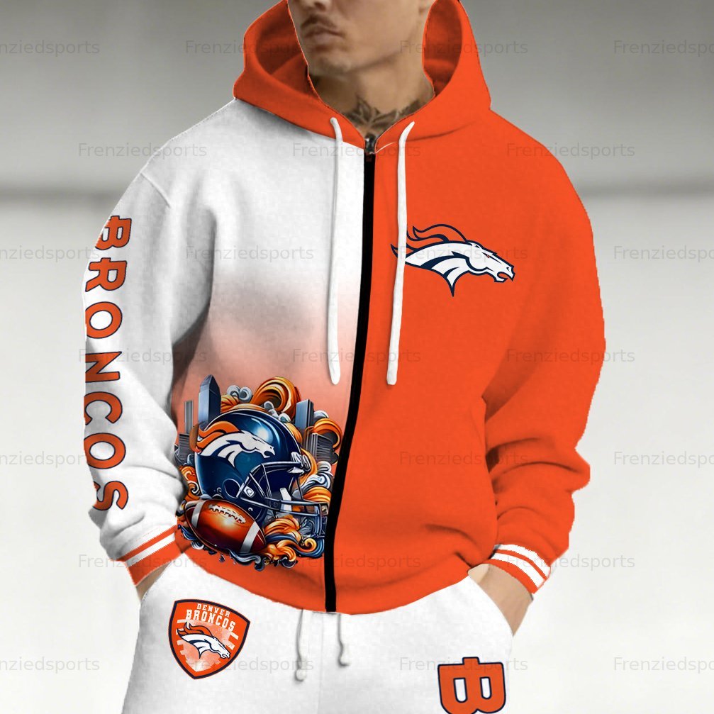 “Denver Broncos” Zip-up Jacket, Pants and 2-Piece Set