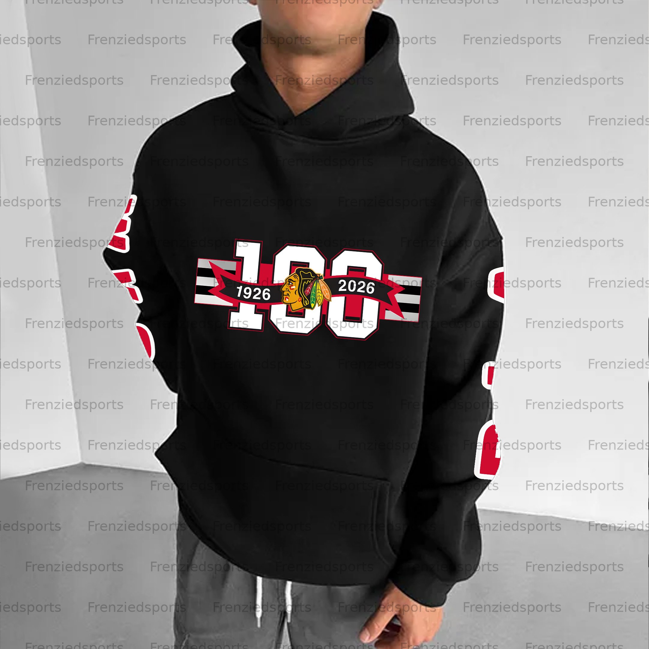 Unisex "Chicago Blackhawks" Graphic Streetwear Vintage Plush Hoodie