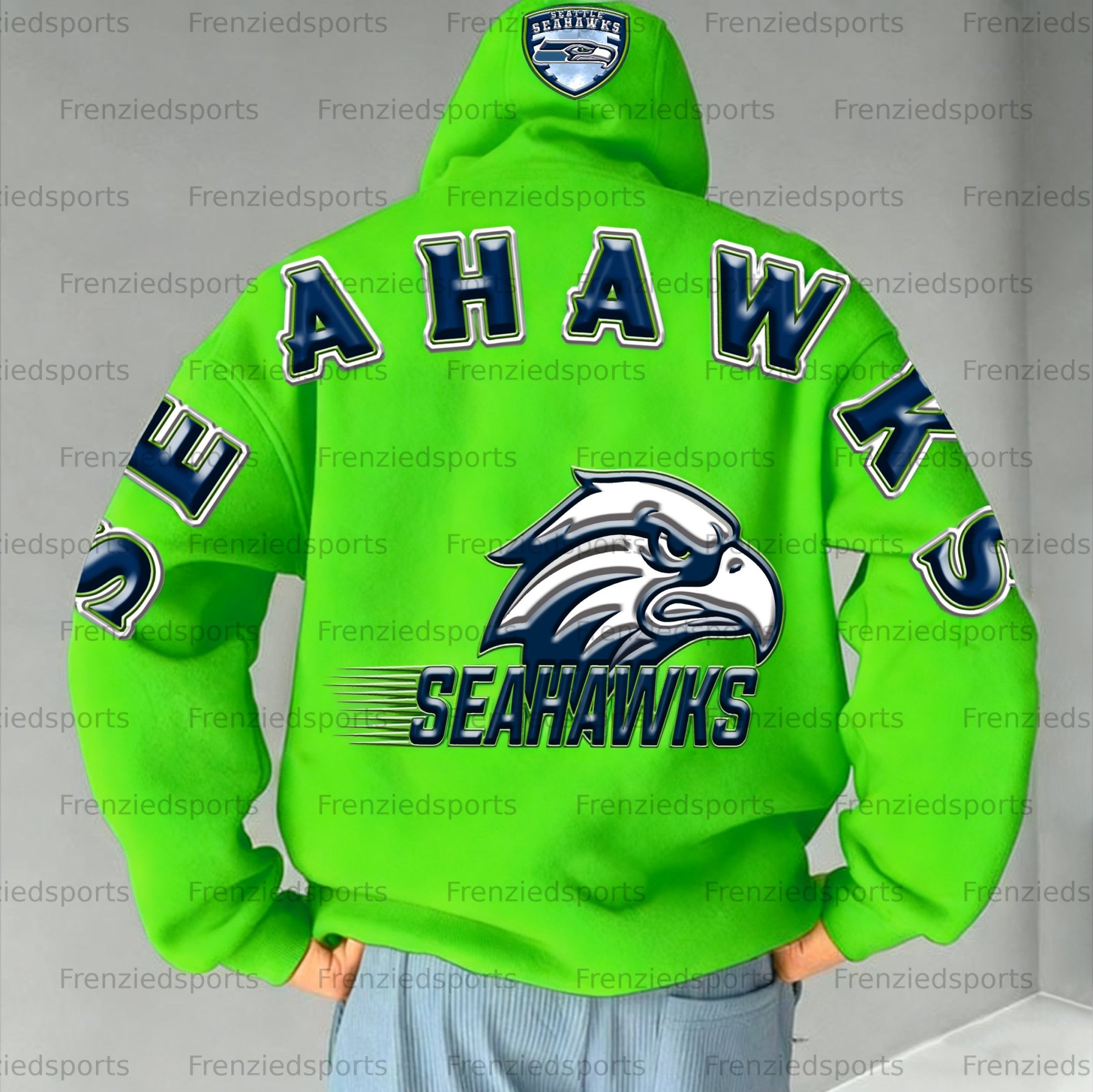 Unisex "Seattle Seahawks" Graphic Streetwear Vintage Plush Hoodie