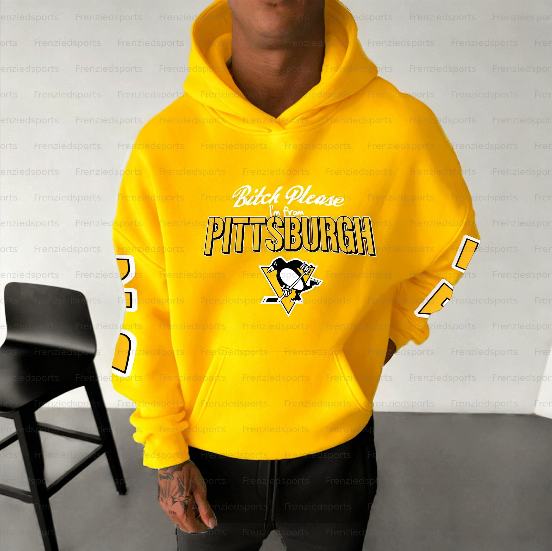 Unisex "Pittsburgh Penguins" Graphic Streetwear Vintage Plush Hoodie