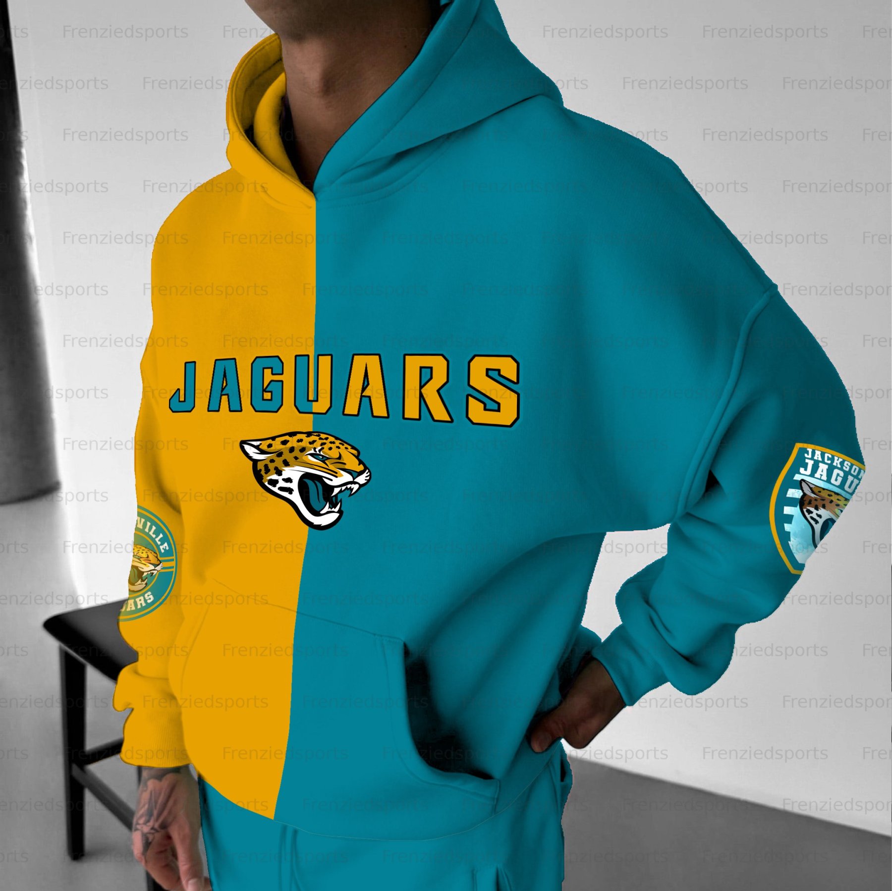 Unisex "Jacksonville Jaguars" Graphic Streetwear Vintage Plush Hoodie