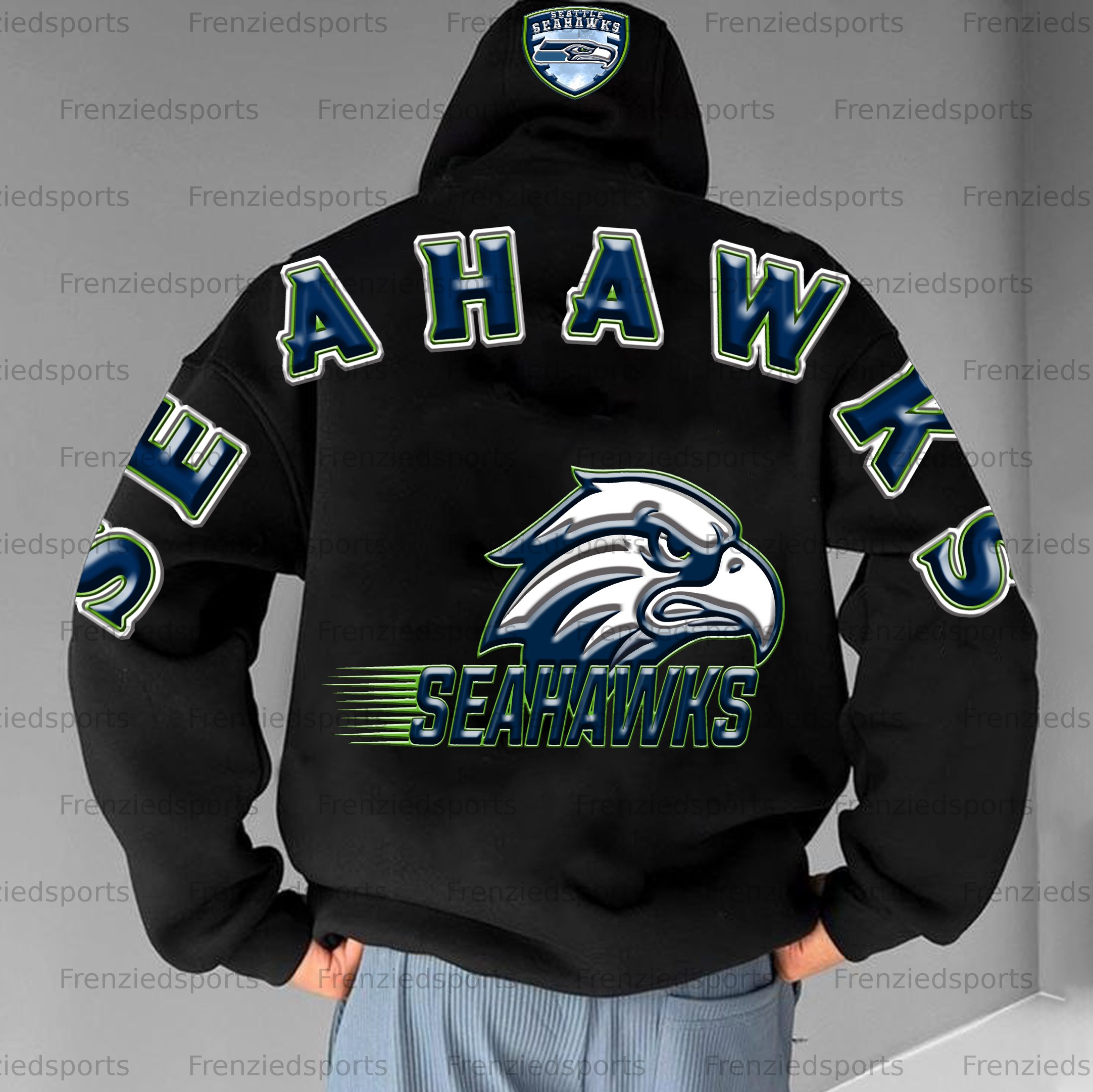 Unisex "Seattle Seahawks" Graphic Streetwear Vintage Plush Hoodie
