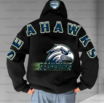 Unisex "Seattle Seahawks" Graphic Streetwear Vintage Plush Hoodie