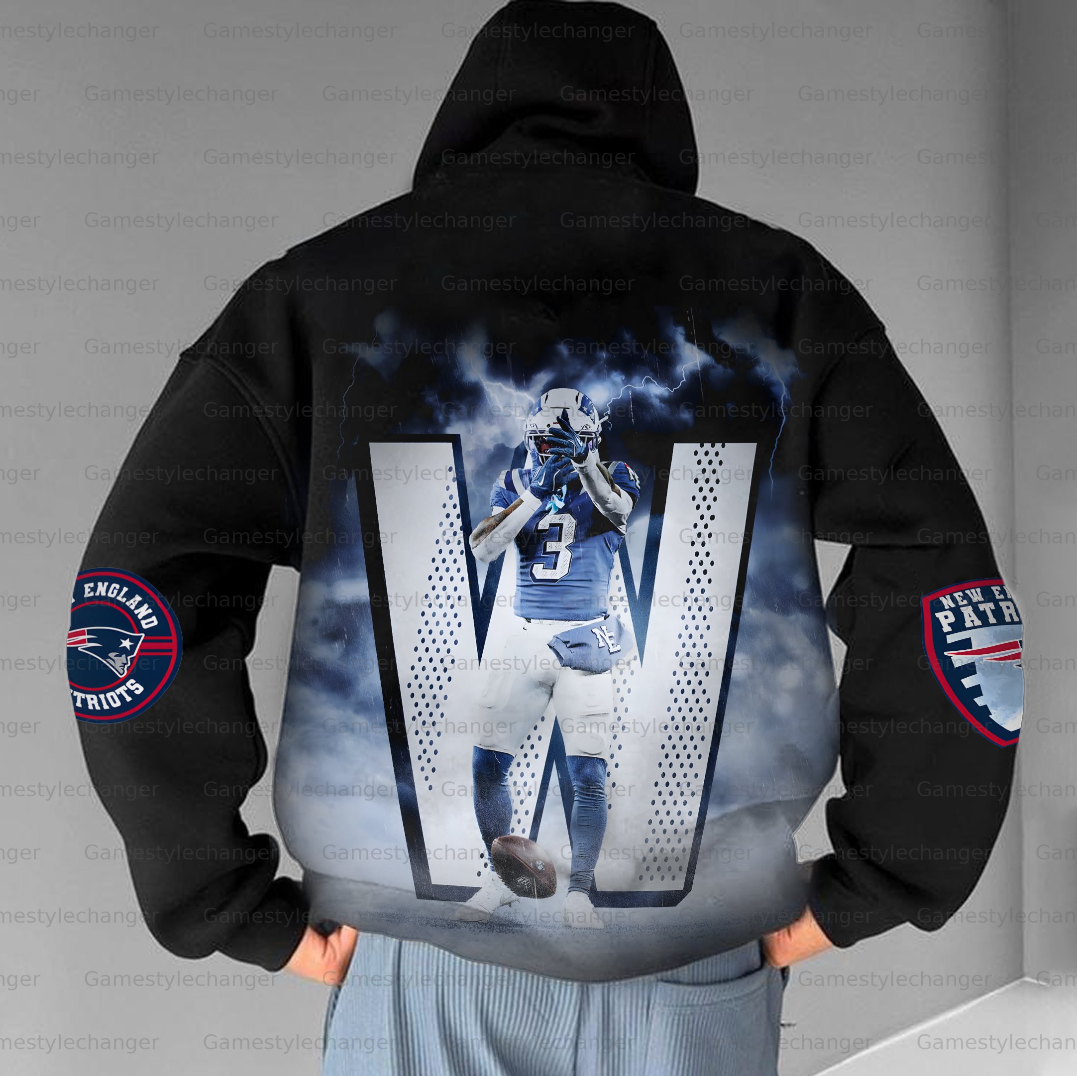 Unisex "New England Patriots" Graphic Streetwear Vintage Plush Hoodie